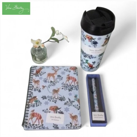 VERA BRADLEY 3 Pc Holiday Gift Set - Pen, Notebook & Travel Mug - NWT - Picture 13 of 14